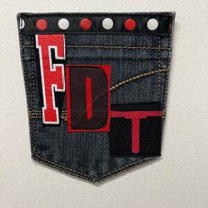 FDT Art collage patch red and black